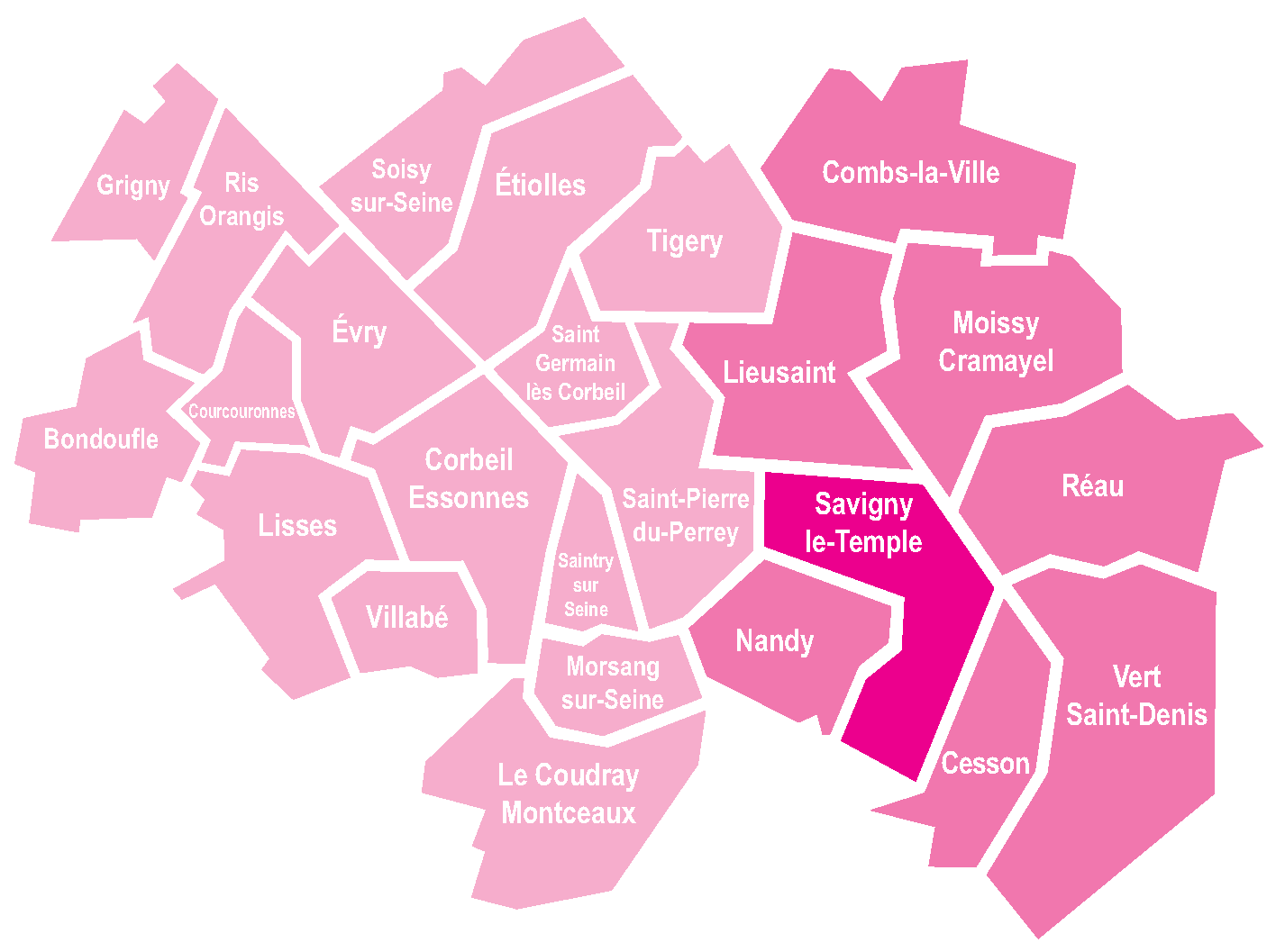Carte de l'agglomération Grand Paris Sud Seine Essonne Sénart
